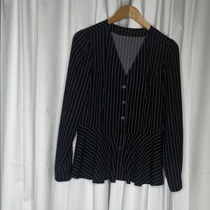Ann Taylor Pinstripe Button-Down Blouse
